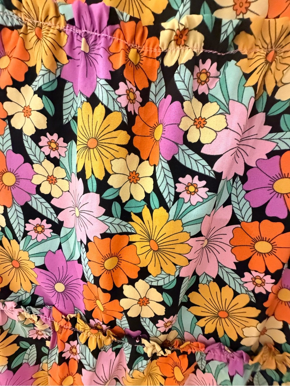 Umgee Black Floral Tiered Dress with Yellow & Pink Flowers - Picture 2 of 3